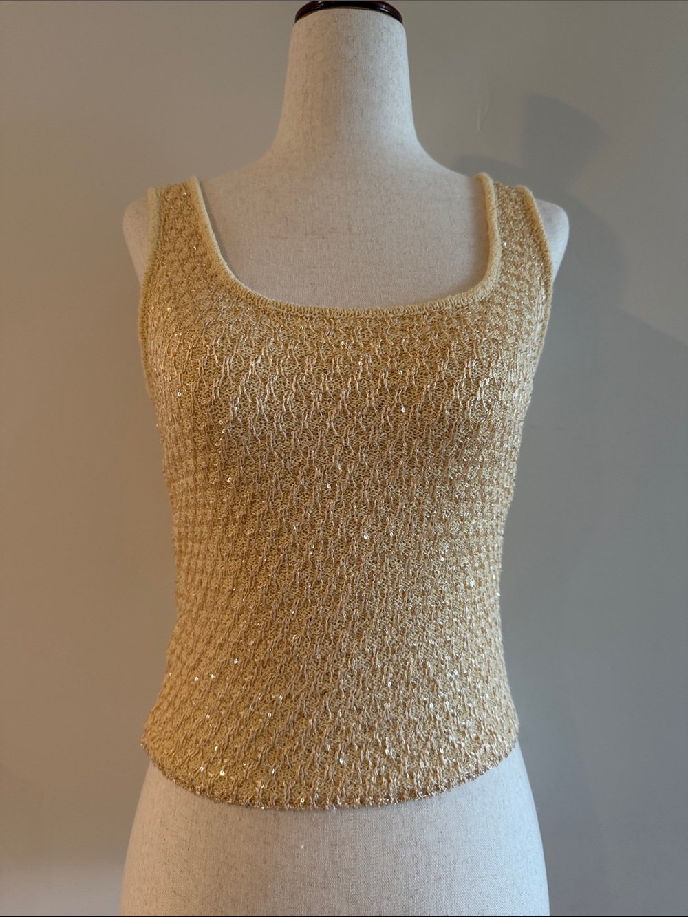 Zara Metallic Gold Knit Tank Top